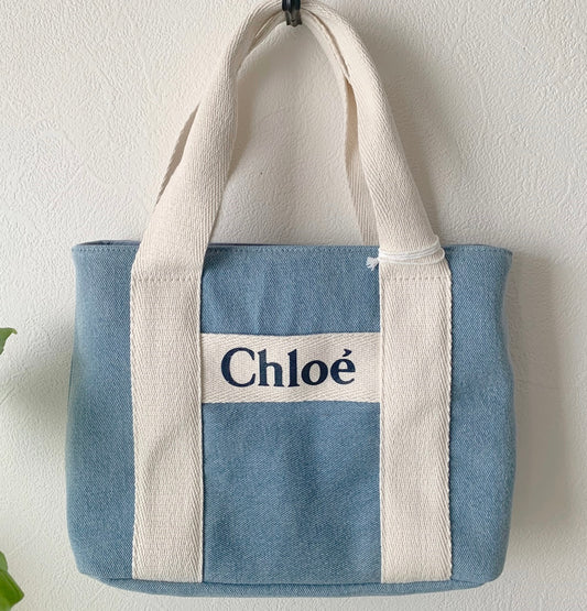 『Chloe』クロエ  ロゴ   デニム    ミニトートバッグ ショルダー付